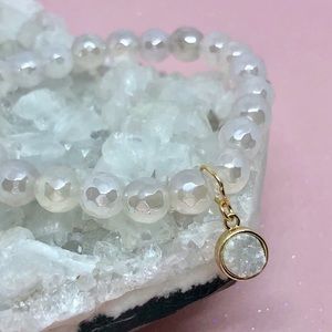🎉6XHP🎉 White Druzy-Mystic Faceted White Chalcedony